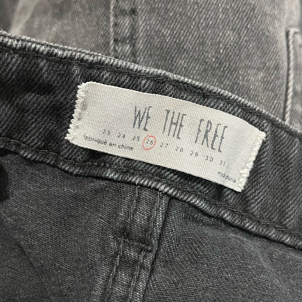 Free People Zip It Up Washed Black Distressed Denim Mini Skirt 26 - Picture 9 of 9